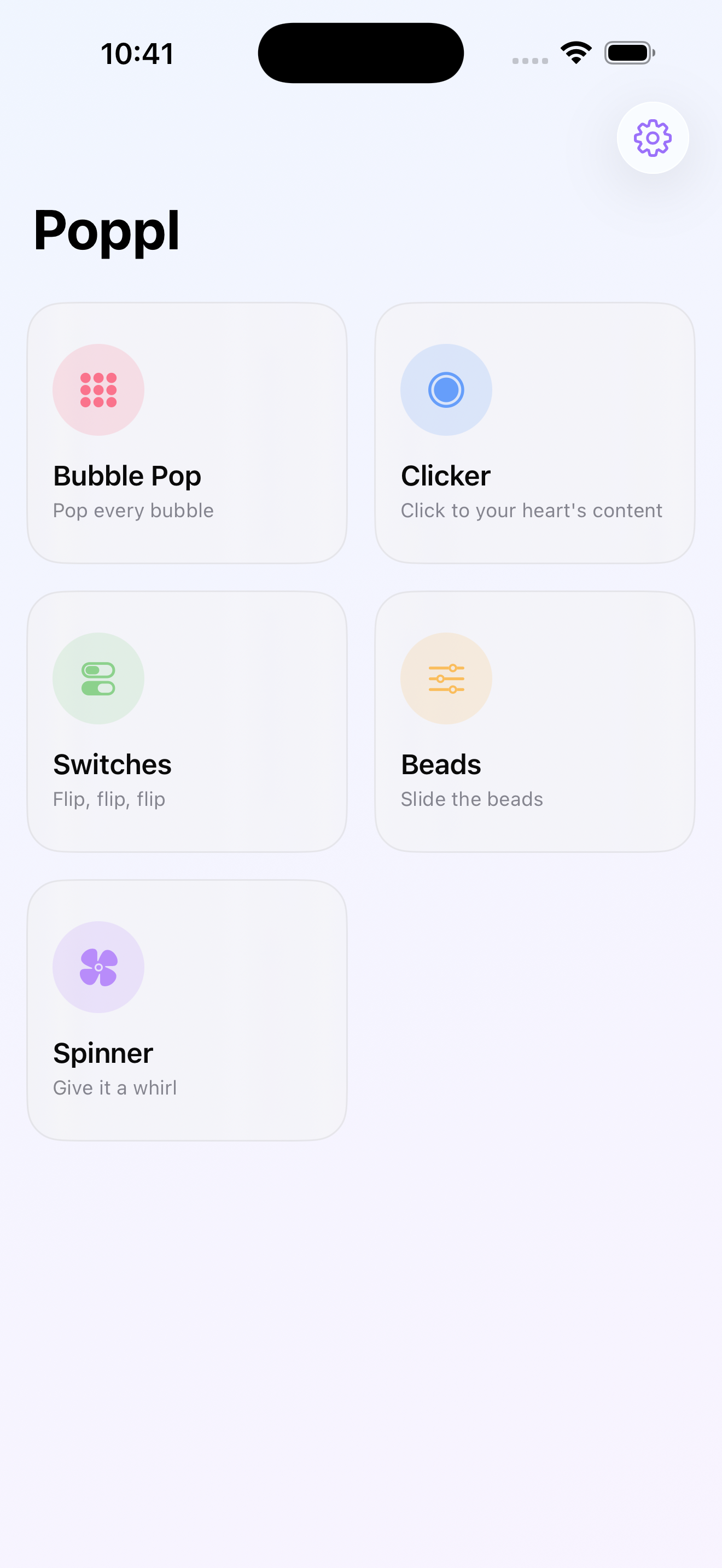 Poppl home screen in light mode